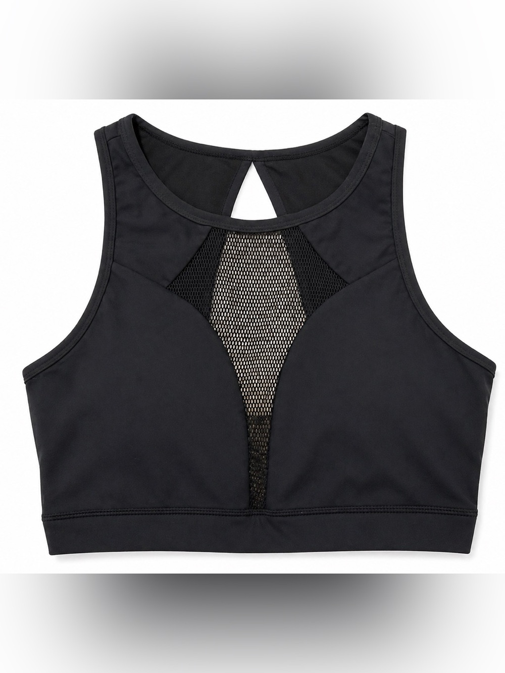 P'tula Black High-Neck Mesh-Panel Sports Bra